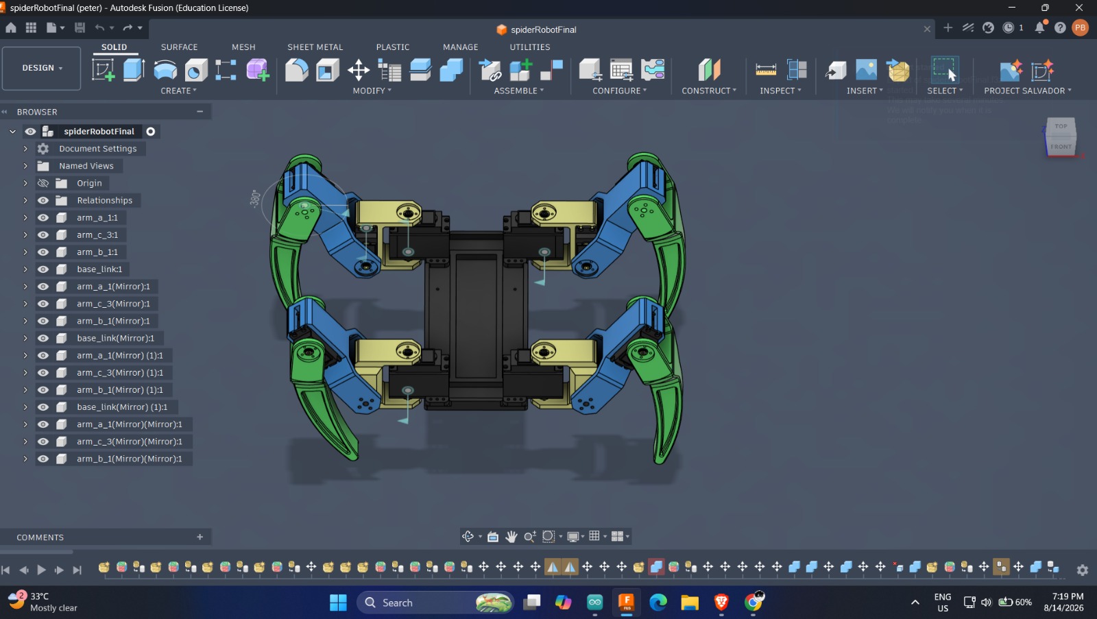 Spider Quadruped - Servo motor assembly